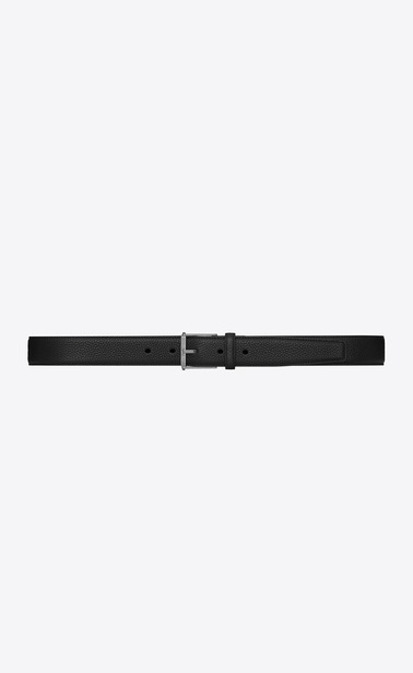 belt with mechanical link in black grained leather